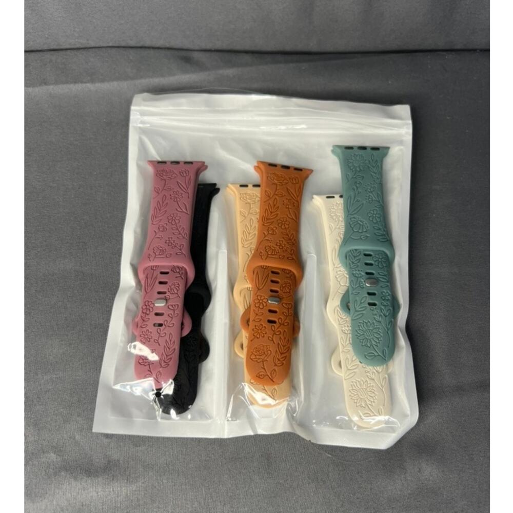 Apple Watch Bands 6 pack 40 millimeters Multi Colored Flower Etched